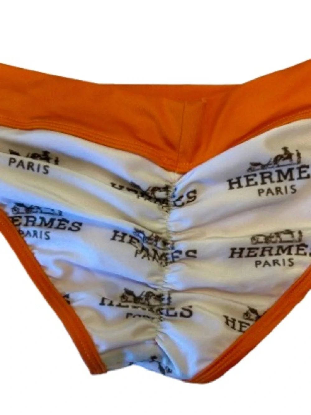 Custom Hermès Inspired Orange & White Bikini Set | Boutique | Size XL runs small